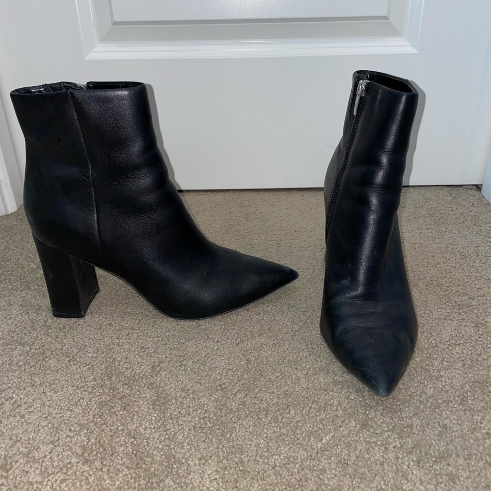 Marc Fisher Black Leather Ankle Booties